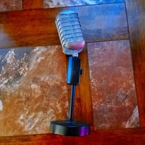 MICROPHONE TABLE DECOR ANTIQUE VINTAGE LOOK DJ GIFTS HOME DECOR MUSIC ROOM